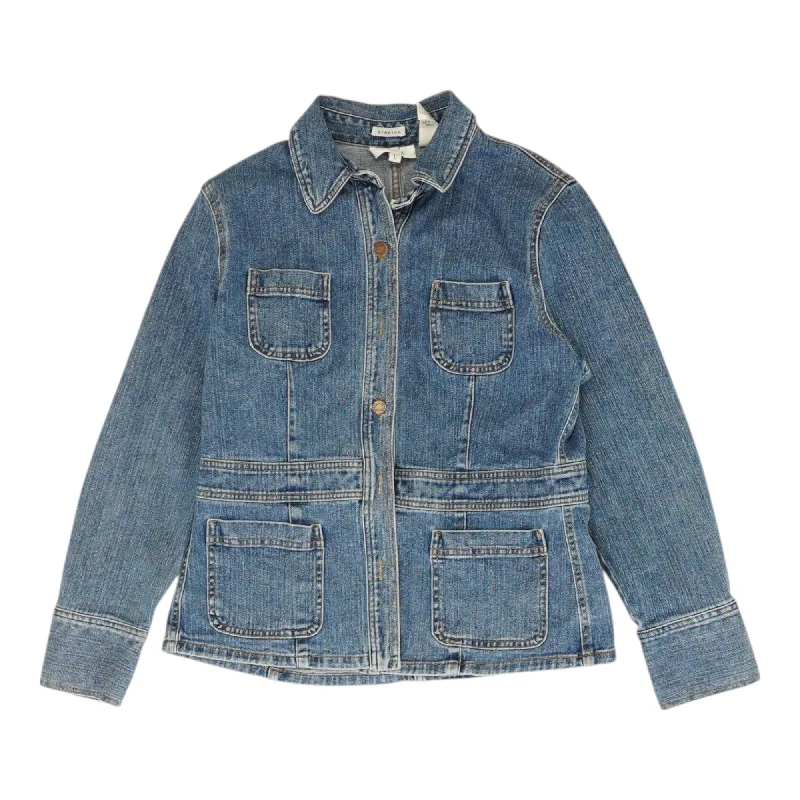 Blue Solid Denim Jacket