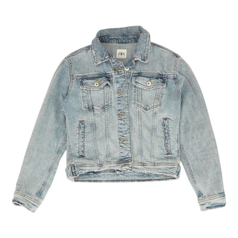 Blue Solid Denim Jacket