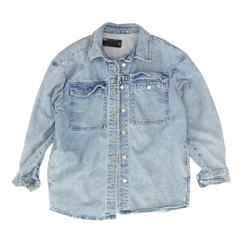 Blue Solid Denim Jacket