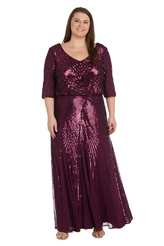 R&M Richards 9788W Sequined Beaded Long Plus Size Dress