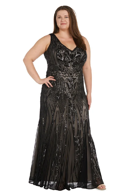 R&M Richards 9009W Long Plus Size Sequin Formal Dress