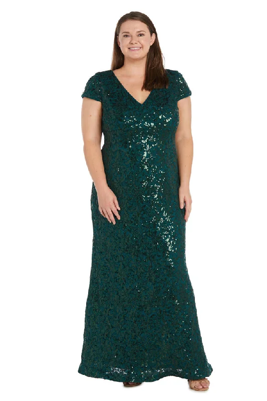 R&M Richards 2858W Long Plus Size Sequin Formal Evening Dress