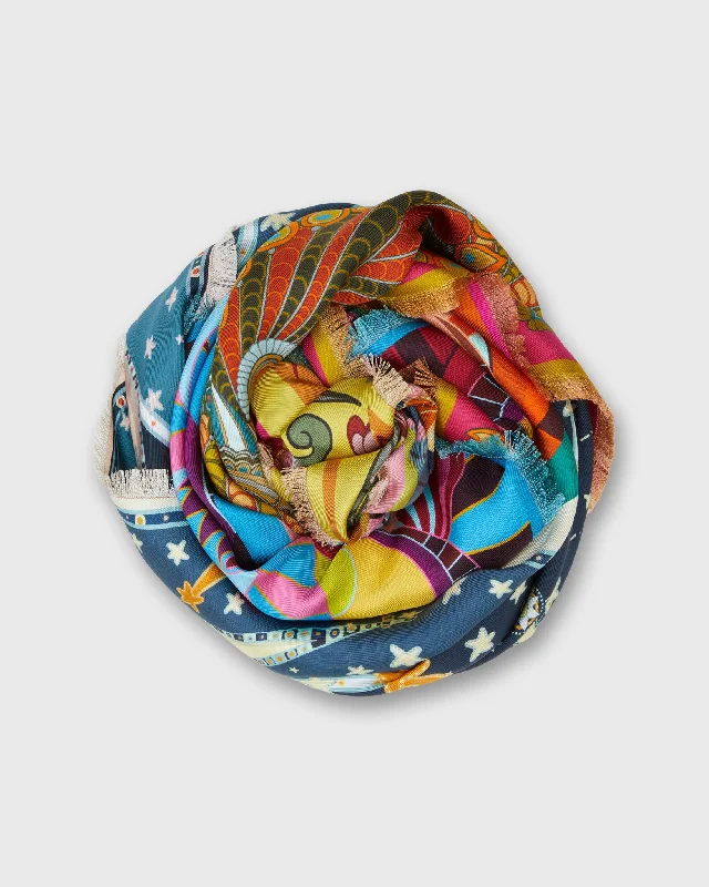 Reversible Four Square Scarf in Multi Print