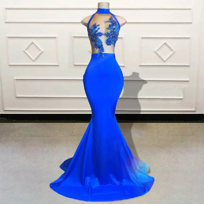 Black Girls Mermaid Long Prom Dresses for Birthday Party Sexy Sheer Beaded Lace Women Custom Formal Occasion Evening Gowns