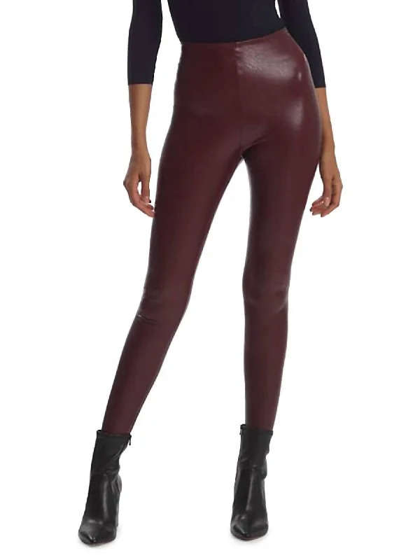 Faux Leather Legging In Oxblood