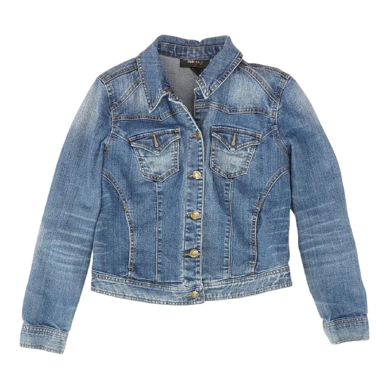 Blue Solid Denim Jacket