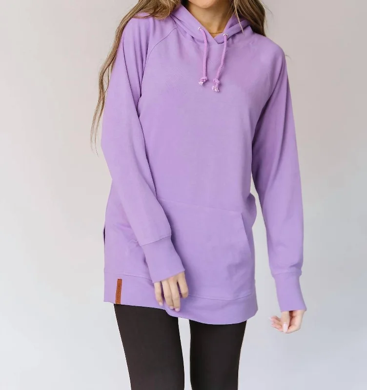 Sideslit Hoodie In Bright Lilac