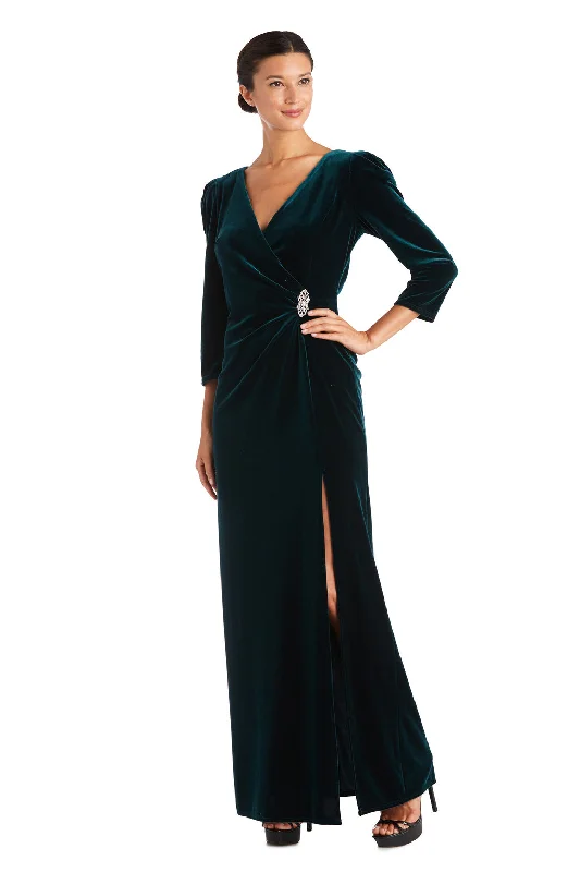 R&M Richards 7576 Long Side Brooch Formal Evening Dress