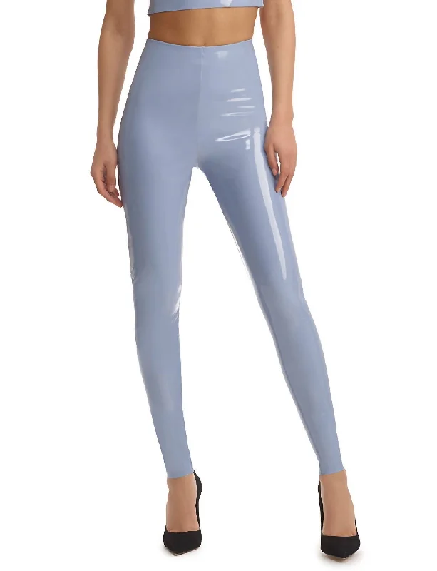 Faux Patent Leather Legging In Vintage Blue