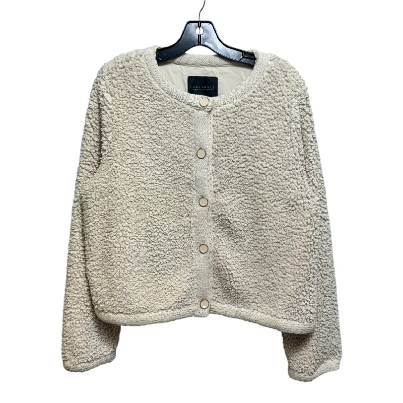 Cozy Sherpa Round Neck Long Sleeve Button Front Cardigan By Sanctuary In Cream, Size: L