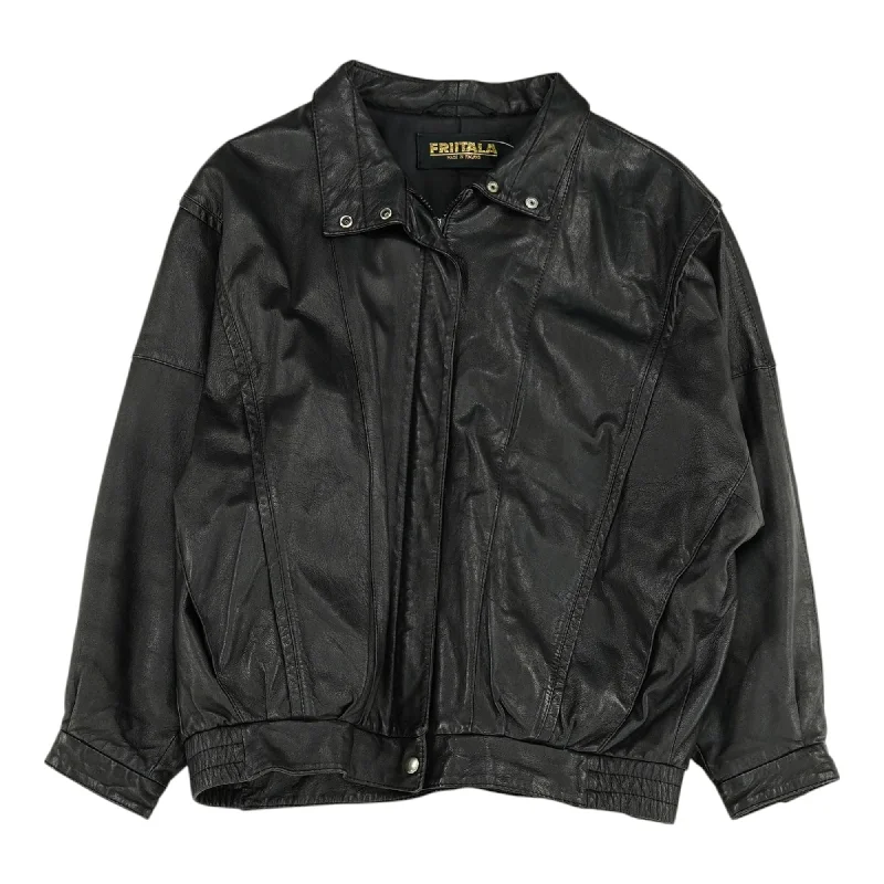 Black Solid Leather Jacket