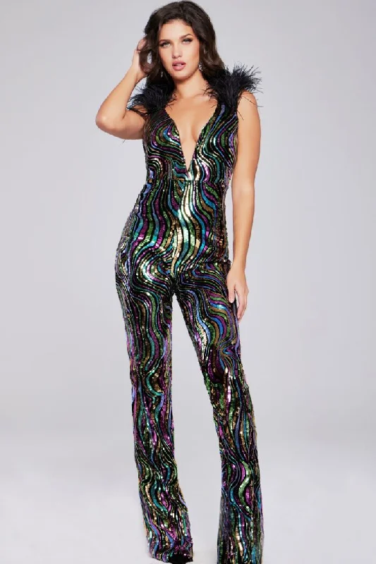 Jovani 37276 Sequin Long Fit Formal Jumpsuit