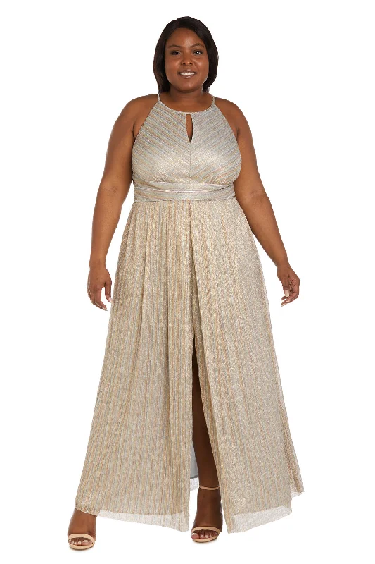 R&M Richards 9552W Metallic Formal Plus Size Long Dress