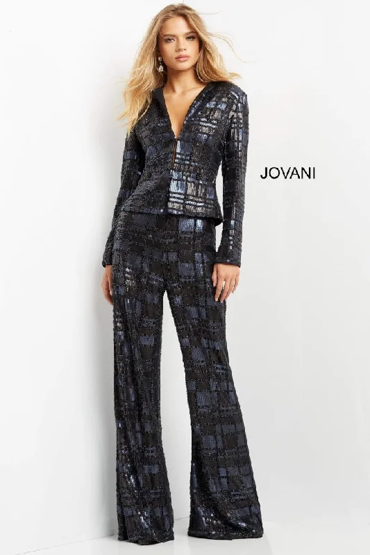 Jovani 07166 Long Beaded Formal Sequin Fit Pant Suit