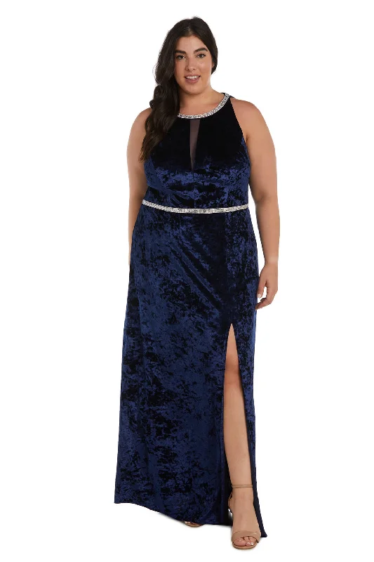 R&M Richards 9130W Long Velvet Formal Plus Size Dress