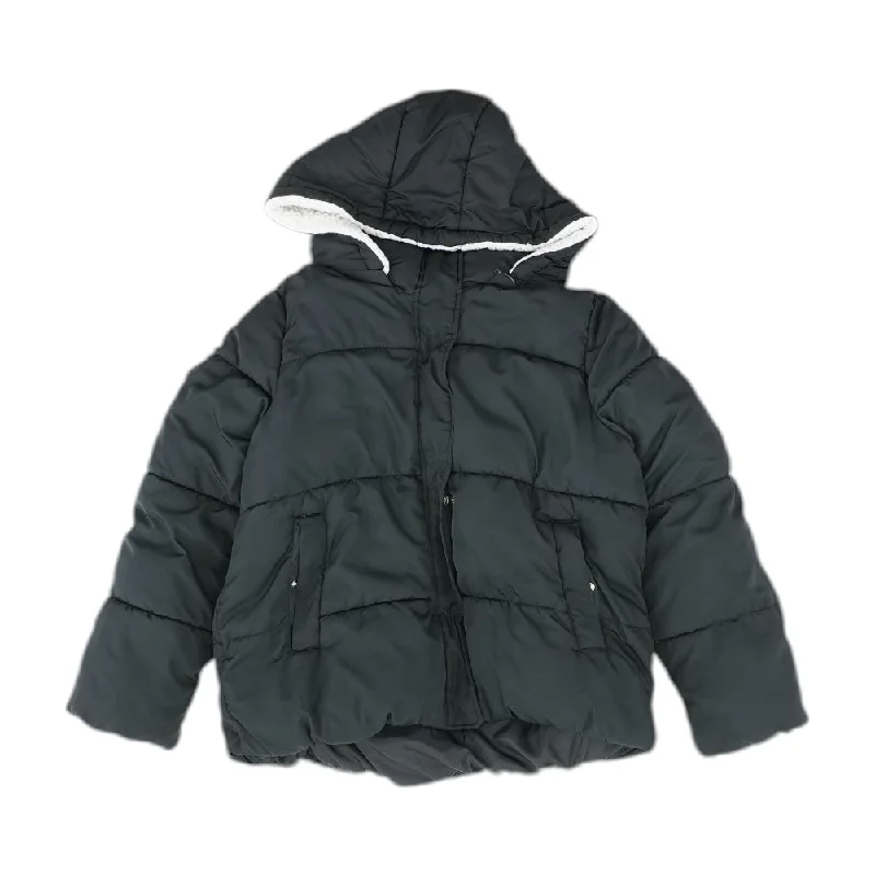 Black Solid Puffer Jacket