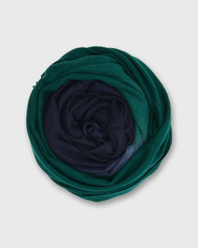 Ombre Handwoven Scarf in Pine/Navy Brushed Cashmere Twill