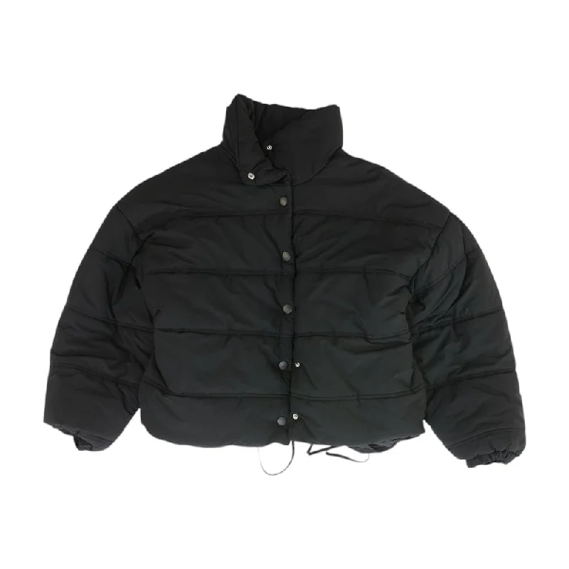 Black Solid Puffer Jacket