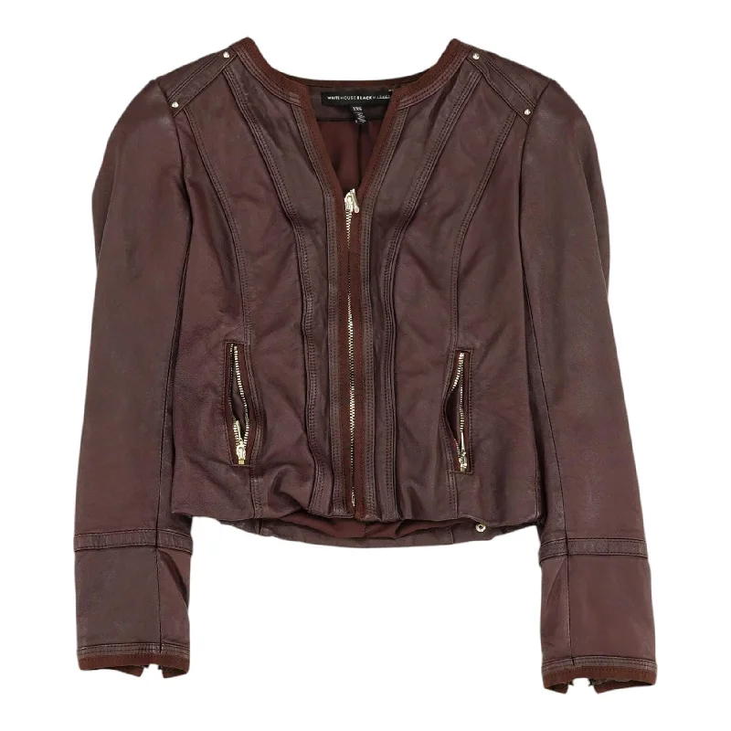 Brown Solid Leather Jacket