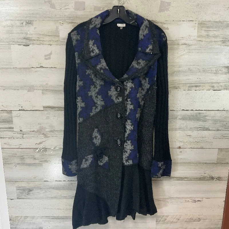 Sweater Cardigan By Sioni In Black & Blue, Size: Xl