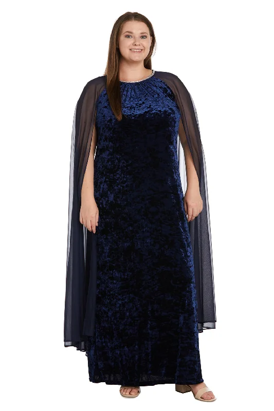 R&M Richards 2658W Long Formal Plus Size Cape Dress