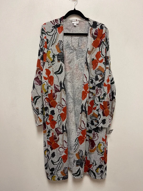 Sweater Cardigan By Avenue In Floral Print, Size: 4x