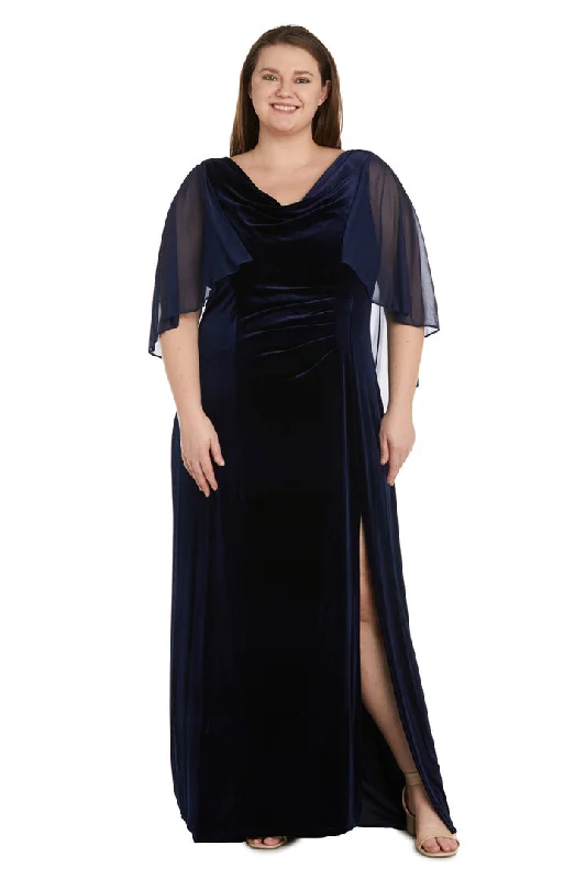 R&M Richards 9111W Plus Size Long Formal Velvet Gown