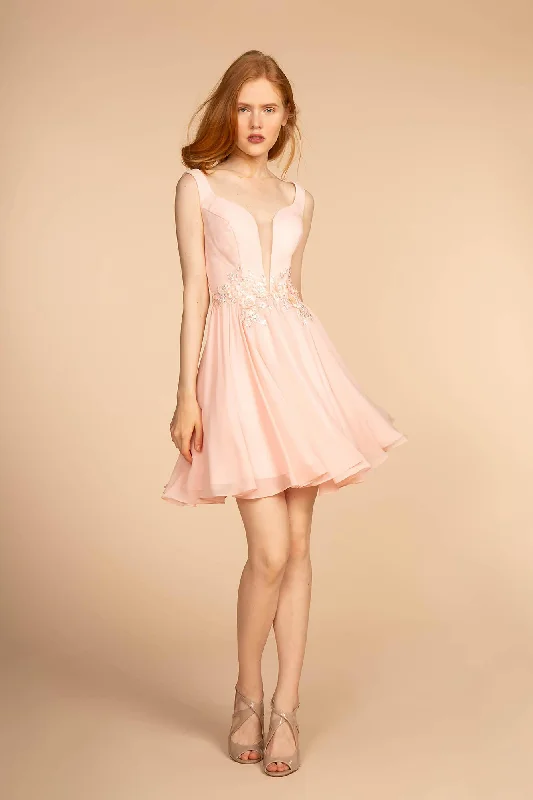 Blush Sleeveless Prom Short Dress