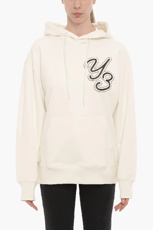 Y-3 by Yohji Yamamoto ADIDAS Cotton Hoodie with Embossed Monogram