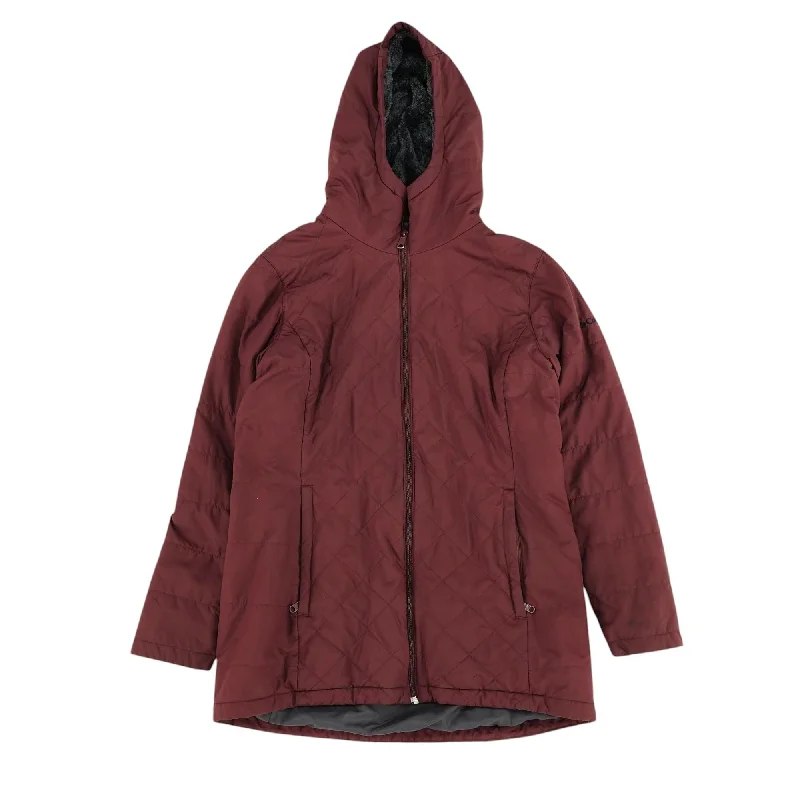 Burgundy Solid Puffer Jacket