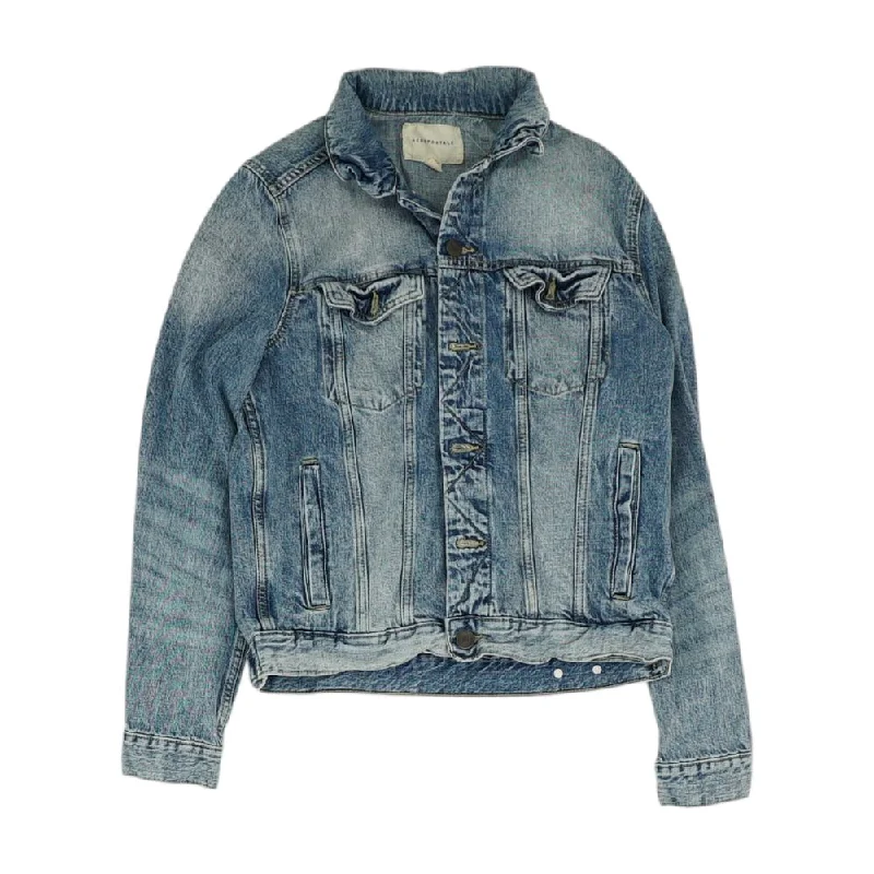 Blue Solid Denim Jacket