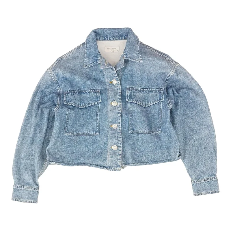 Blue Solid Denim Jacket