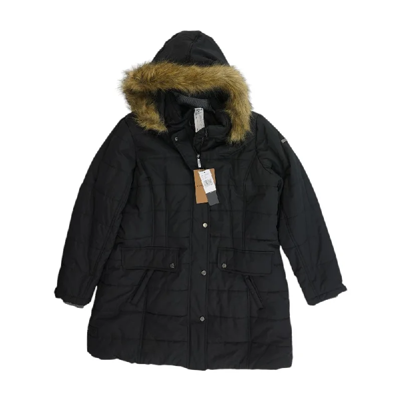 Black Solid Puffer Coat