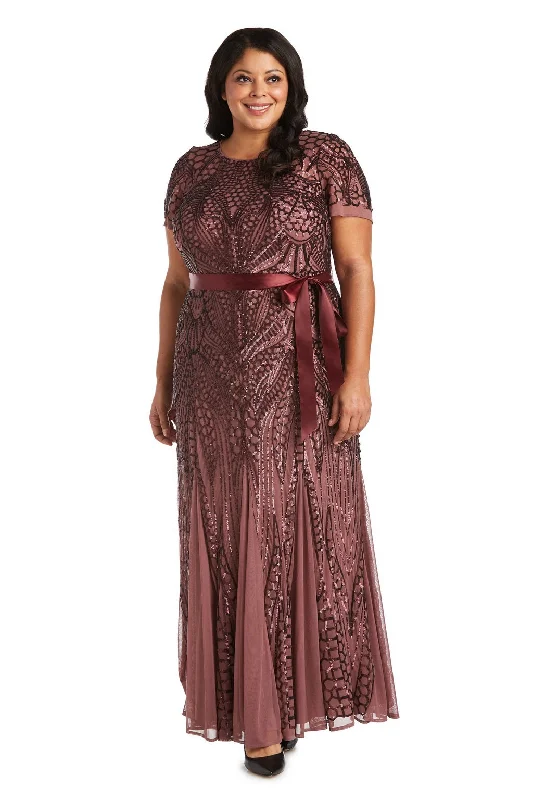 R&M Richards 7285W Long Plus Size Sequin Formal Dress