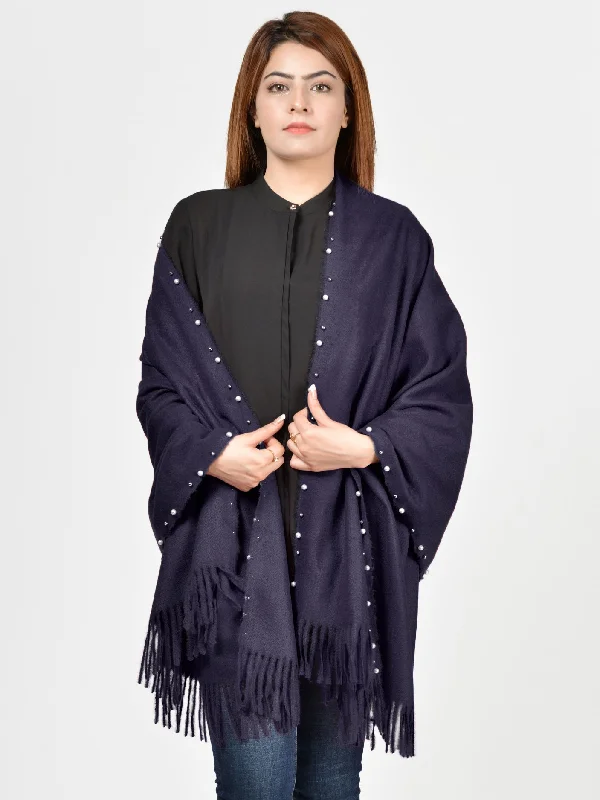 Pearled Shawl - Navy Blue