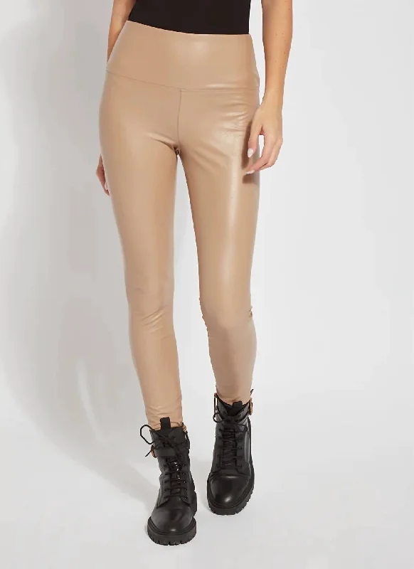 Textured Leather Legging In Velvet Brown