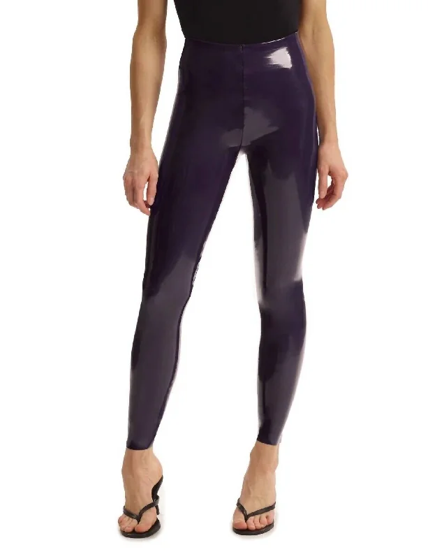 Faux Patent Leather Legging In Aubergine