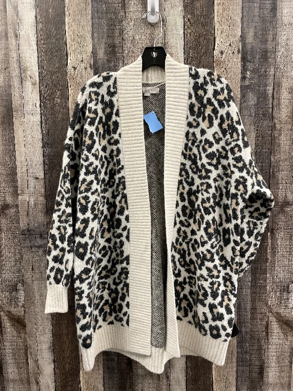 Sweater Cardigan By Loft In Animal Print, Size: M