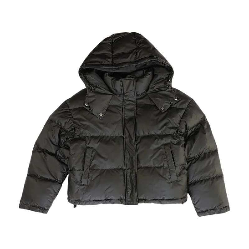 Black Solid Puffer Jacket