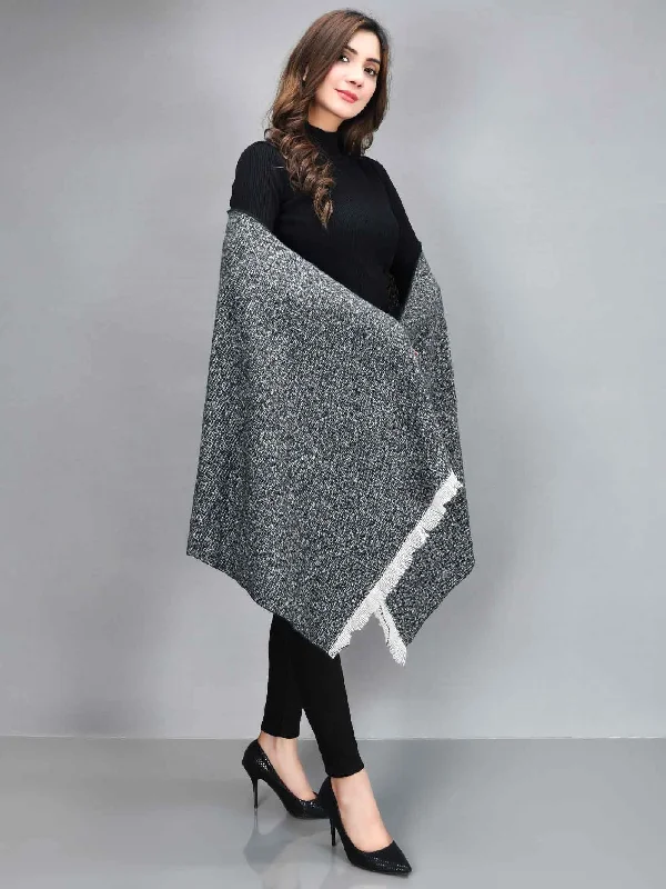 Chunky Knit Shawl-Black