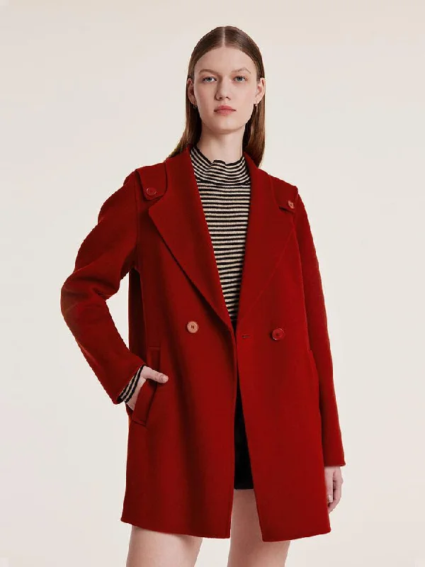 Tencel Wool Double-Faced Lapel Women Coat