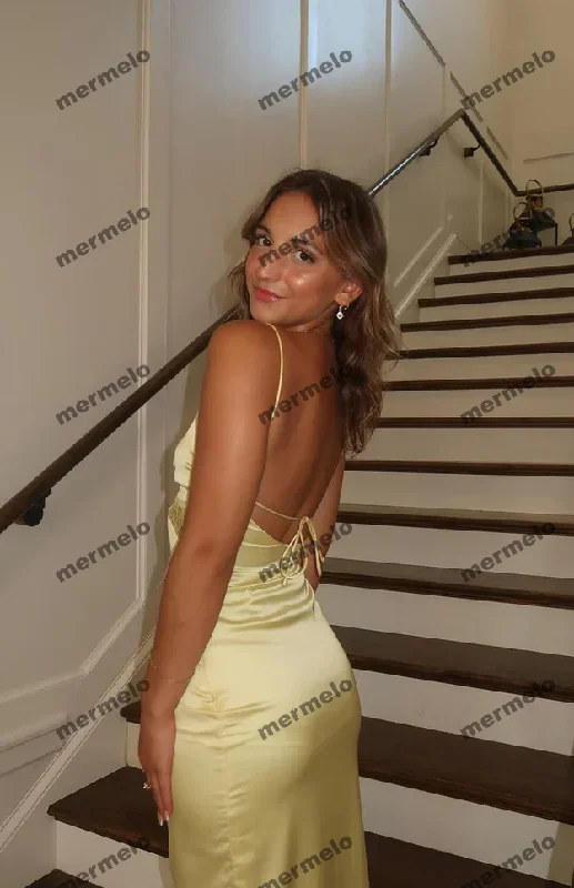 Sexy Yellow Mermaid Spaghetti Straps Long Party Prom Dresses Ideas,Evening Gowns