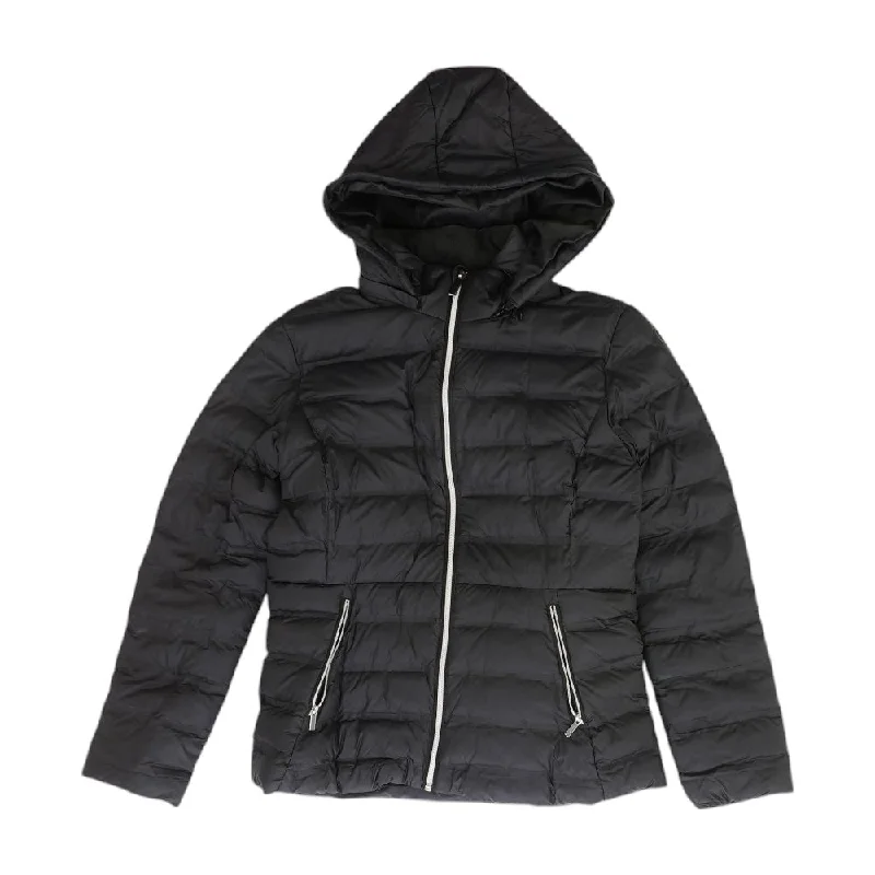 Black Solid Puffer Jacket