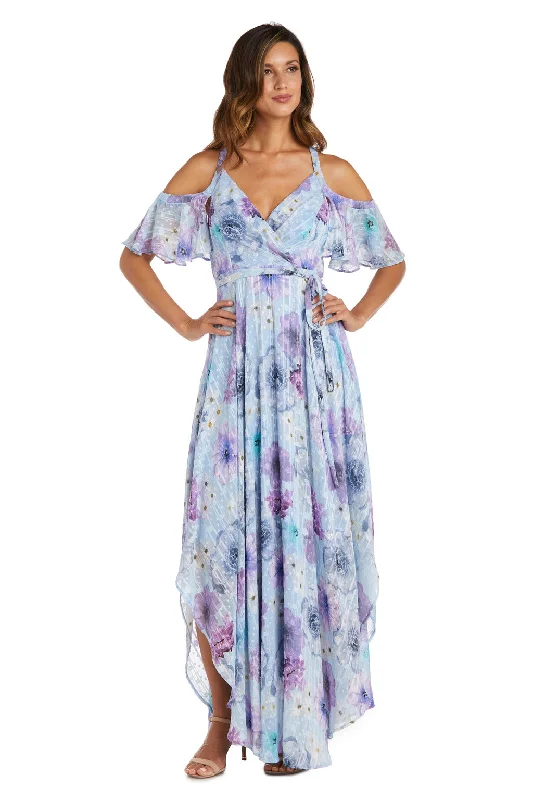 Nightway 22145 Long Formal High Low Floral Print Dress