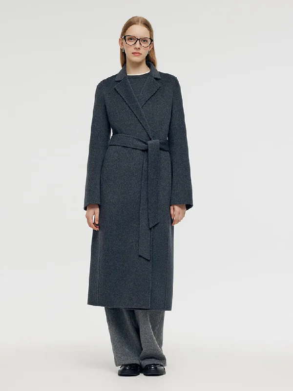 100% Wool Belted Women Overcoat