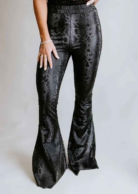 Kacie Faux Leather Bell Bottom Leggings