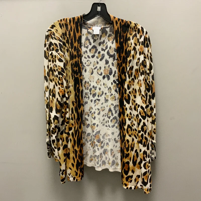 Cardigan By Chicos In Animal Print, Size: 1x