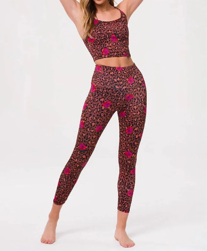 High Rise Midi Legging In Pretty Wild