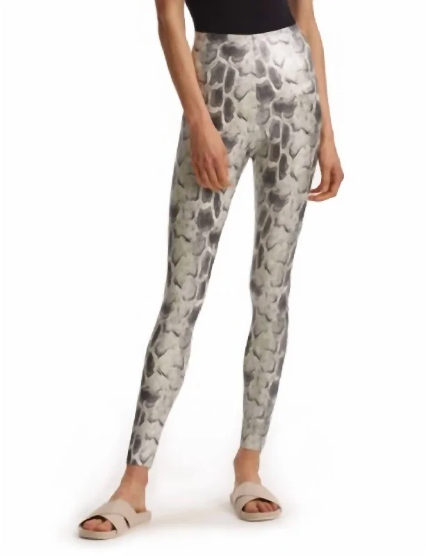 Faux Leather Animal Leggings In Fog Python