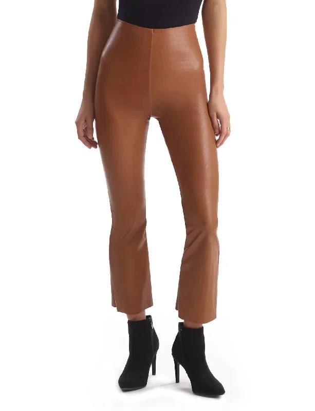 Faux Leather Crop Flare Legging In Cocoa